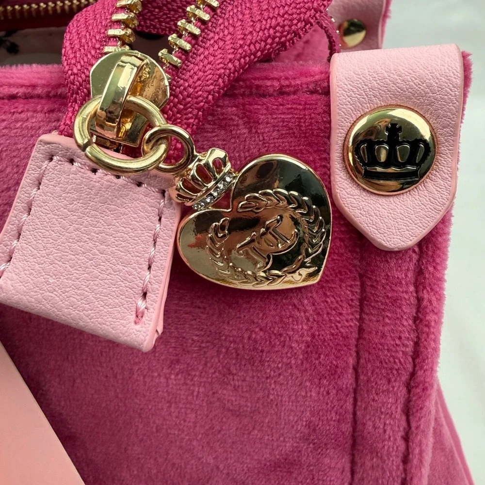 Juicy Couture Study In Style Tote Raspberry Tart Velour Bag Queen Pink NWT